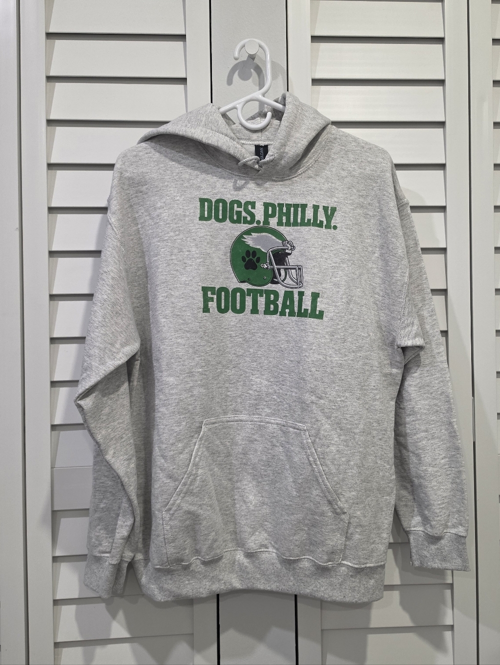 Dogs Philly Football Philadelphia Eagles Gray & Green Hoodie NWOT Unisex Sz. M